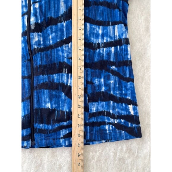 Weekends By Chico's Womens Blue Black Tie Dye Printed Jacket Size 2, US L - Picture 4 of 8